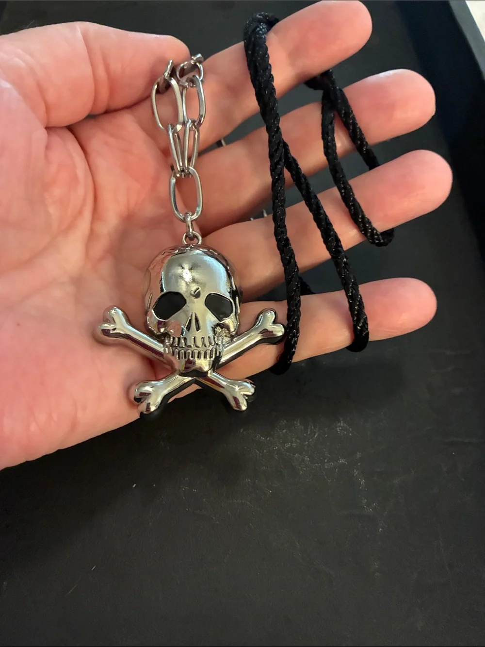 Woman’s Silver Skull & Crossbones Necklace Pendant - Gothic Accessory